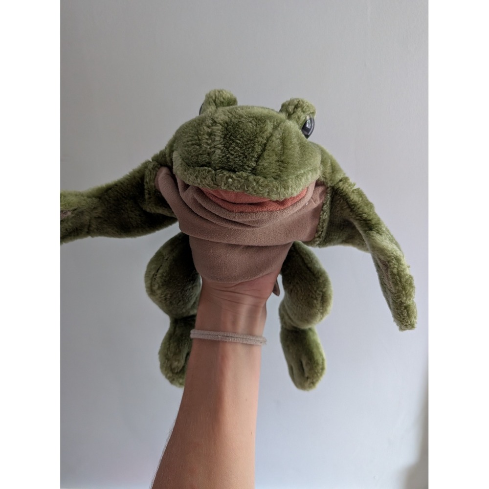 Folkmanis Folktails Frog Puppet Kids Green Vintage Bullfrog Plush Toy Good
